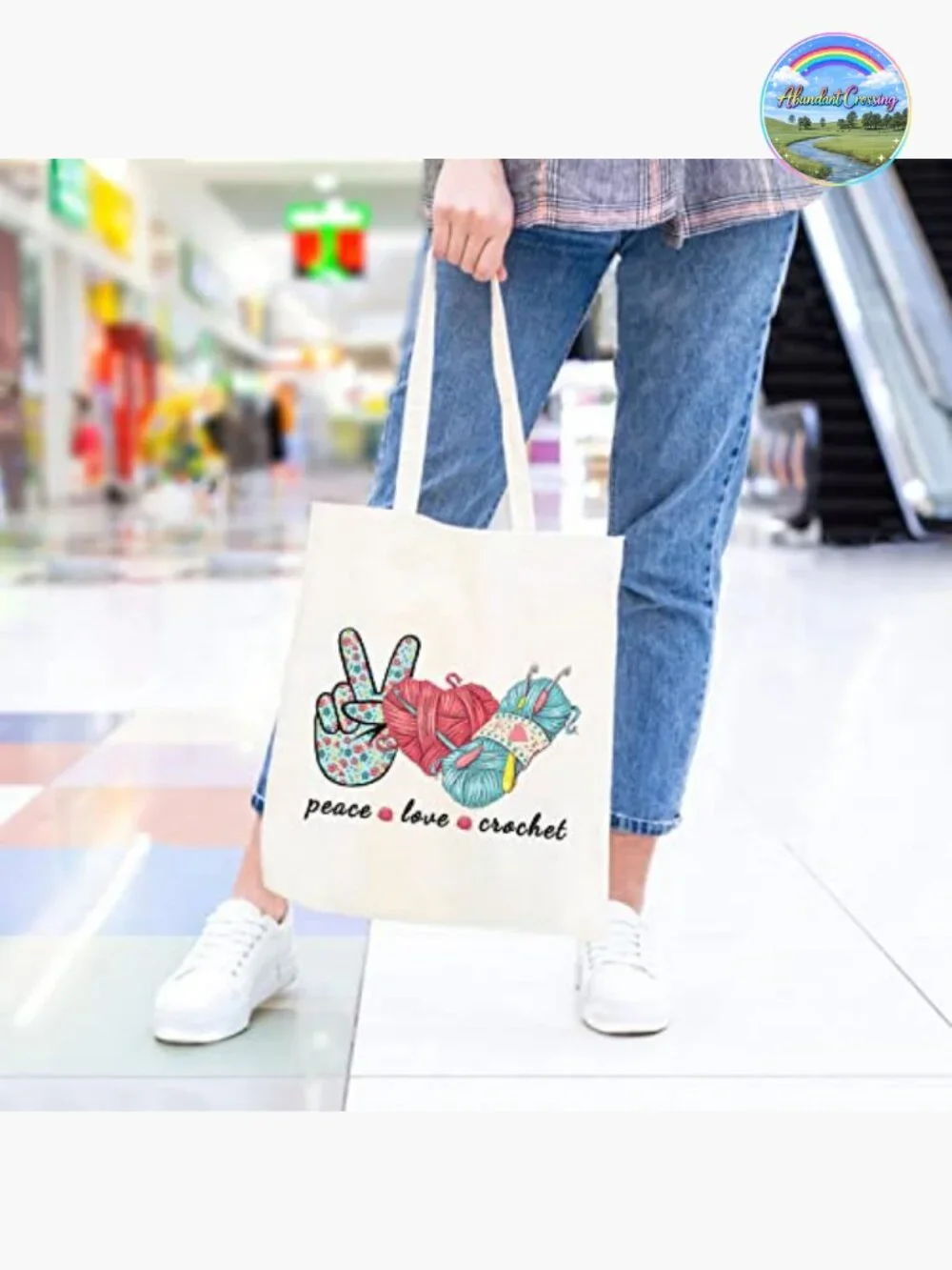 Canvas Knitting Project Bag with Zipper - Makeup Travel Cosmetic Bag